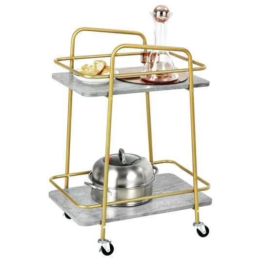 2-tier Kitchen Rolling Cart with Steel Frame and Lockable Casters, Gray Kitchen Islands & Carts   at Gallery Canada