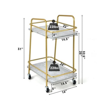 2-tier Kitchen Rolling Cart with Steel Frame and Lockable Casters, Gray Kitchen Islands & Carts   at Gallery Canada