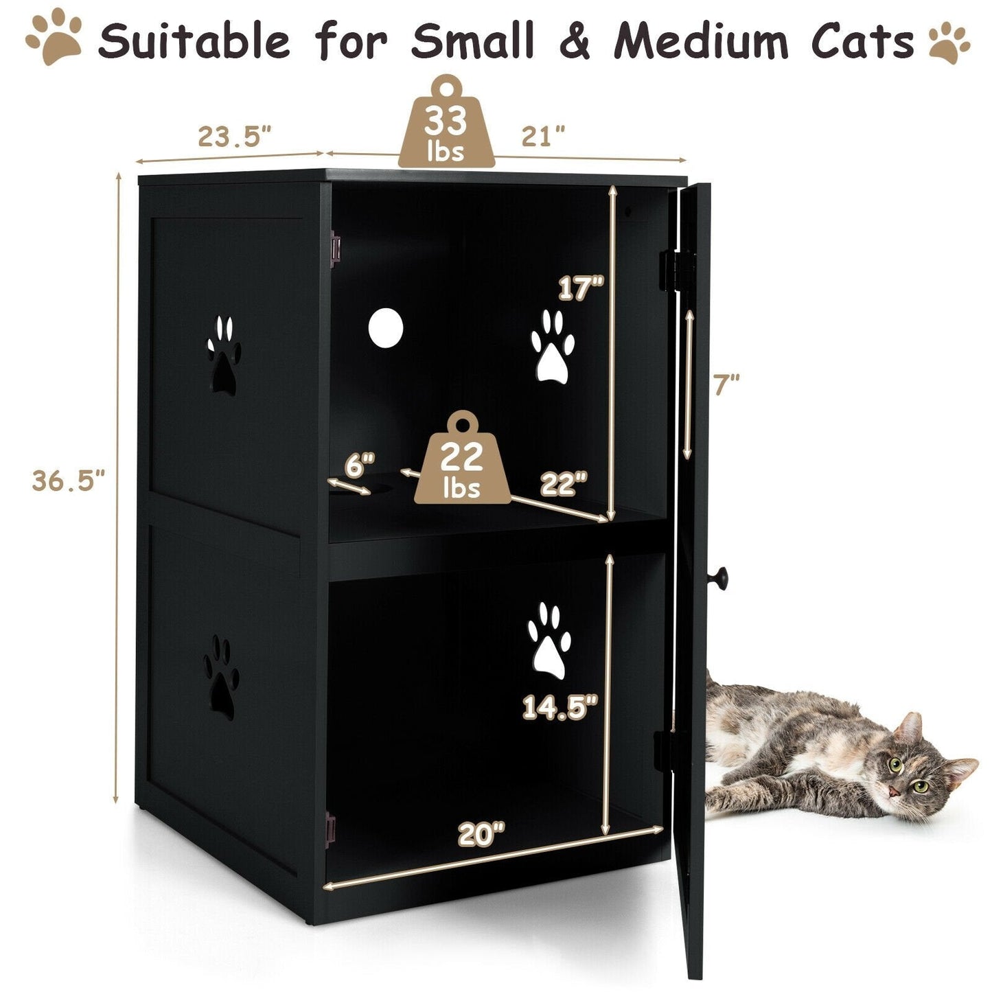 2-tier Litter Hidden Cat House With Anti-toppling Device, Black Cat Houses   at Gallery Canada