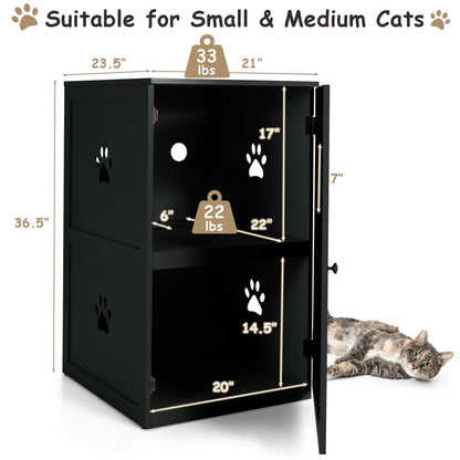 2-tier Litter Hidden Cat House With Anti-toppling Device, Black Cat Houses   at Gallery Canada