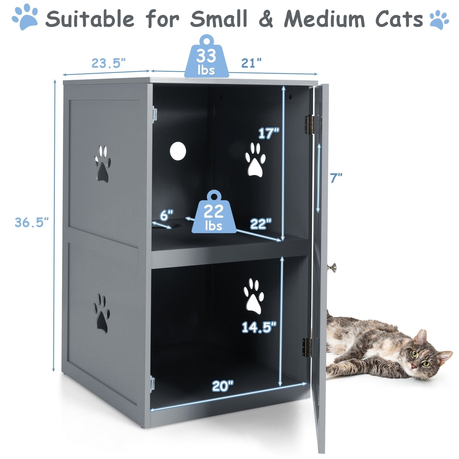 2-tier Litter Hidden Cat House With Anti-toppling Device, Gray Cat Houses   at Gallery Canada