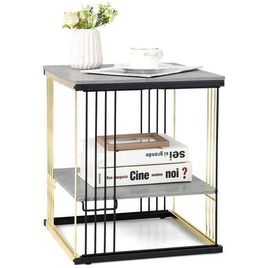 2-Tier Metal Square Side End Table with Removable Shelf, Silver End & Side Tables   at Gallery Canada