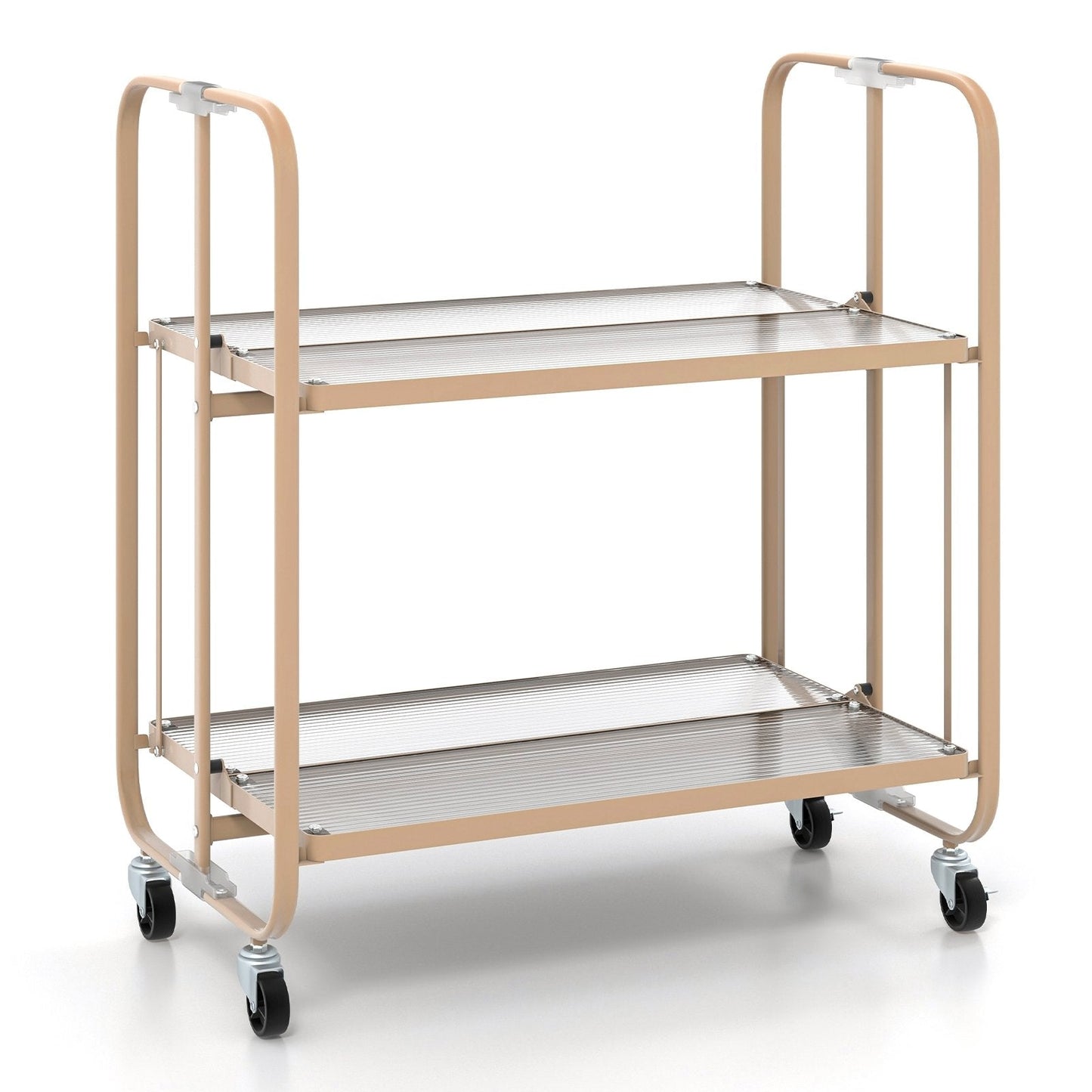 2-Tier Mobile Serving Cart with Tempered Glass Shelf, Golden Kitchen Islands & Carts   at Gallery Canada