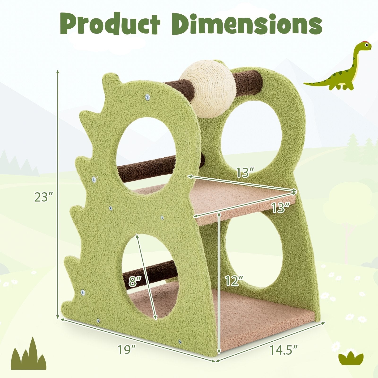 2-Tier Modern Cat Tree for Indoor Cats with Rotatable Sisal Scratching Ball, Green Cat Trees Condos & Scratchers   at Gallery Canada