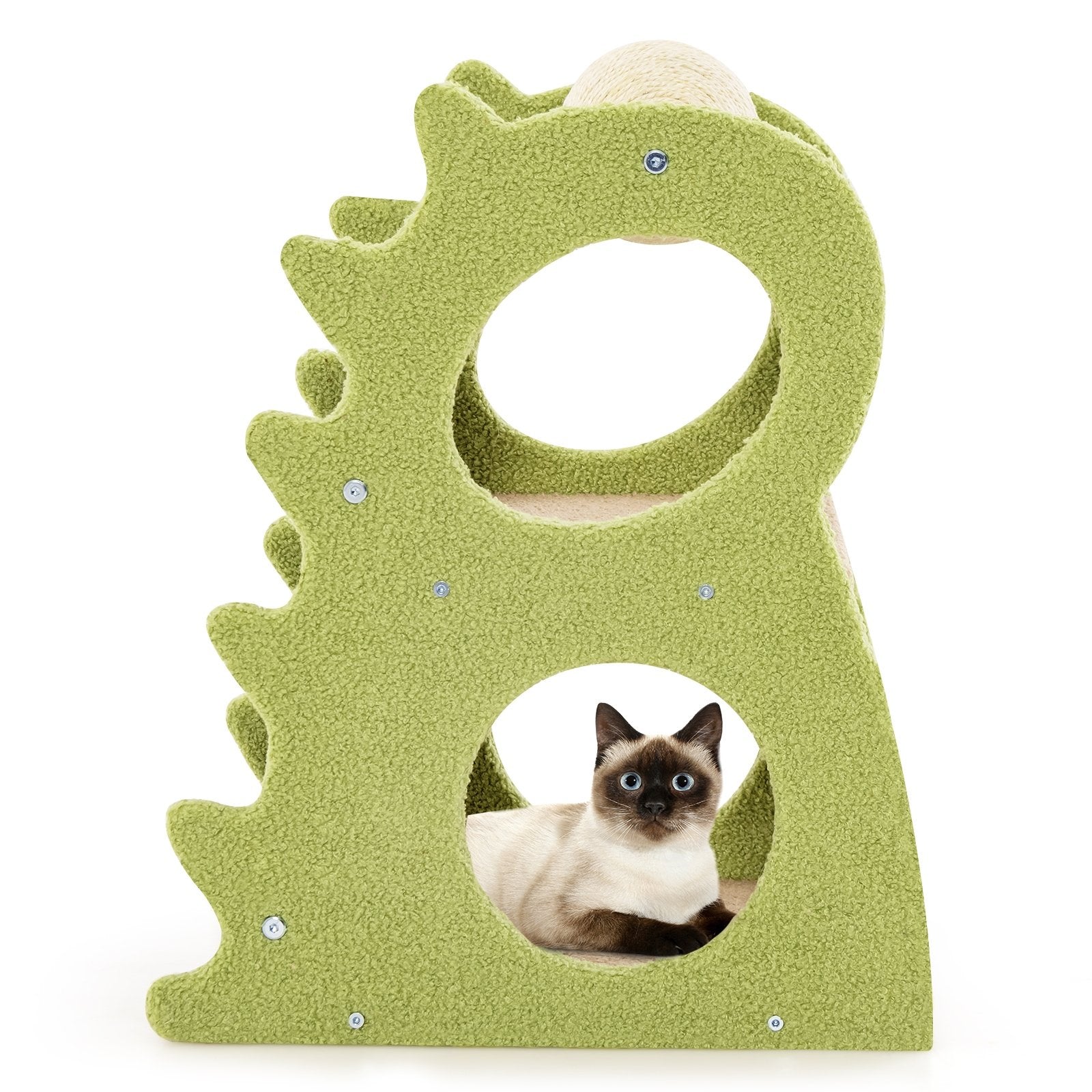 2-Tier Modern Cat Tree for Indoor Cats with Rotatable Sisal Scratching Ball, Green Cat Trees Condos & Scratchers   at Gallery Canada