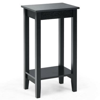 2-Tier Nightstand End Side Wooden Legs Table for Bedroom, Black Nightstands   at Gallery Canada