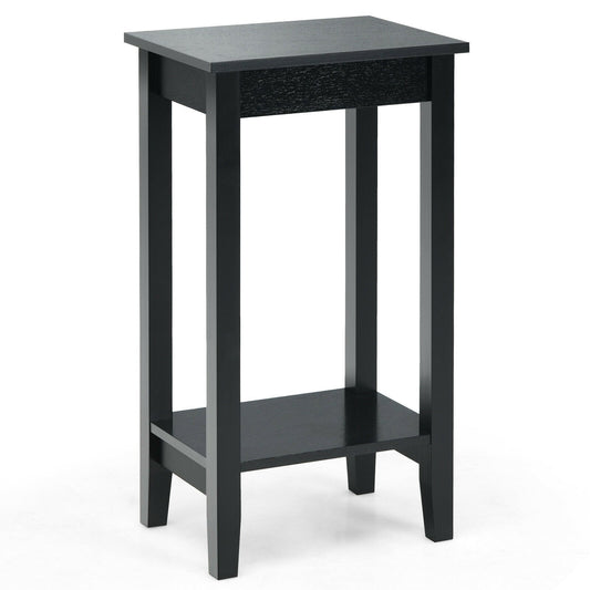 2-Tier Nightstand End Side Wooden Legs Table for Bedroom, Black Nightstands   at Gallery Canada