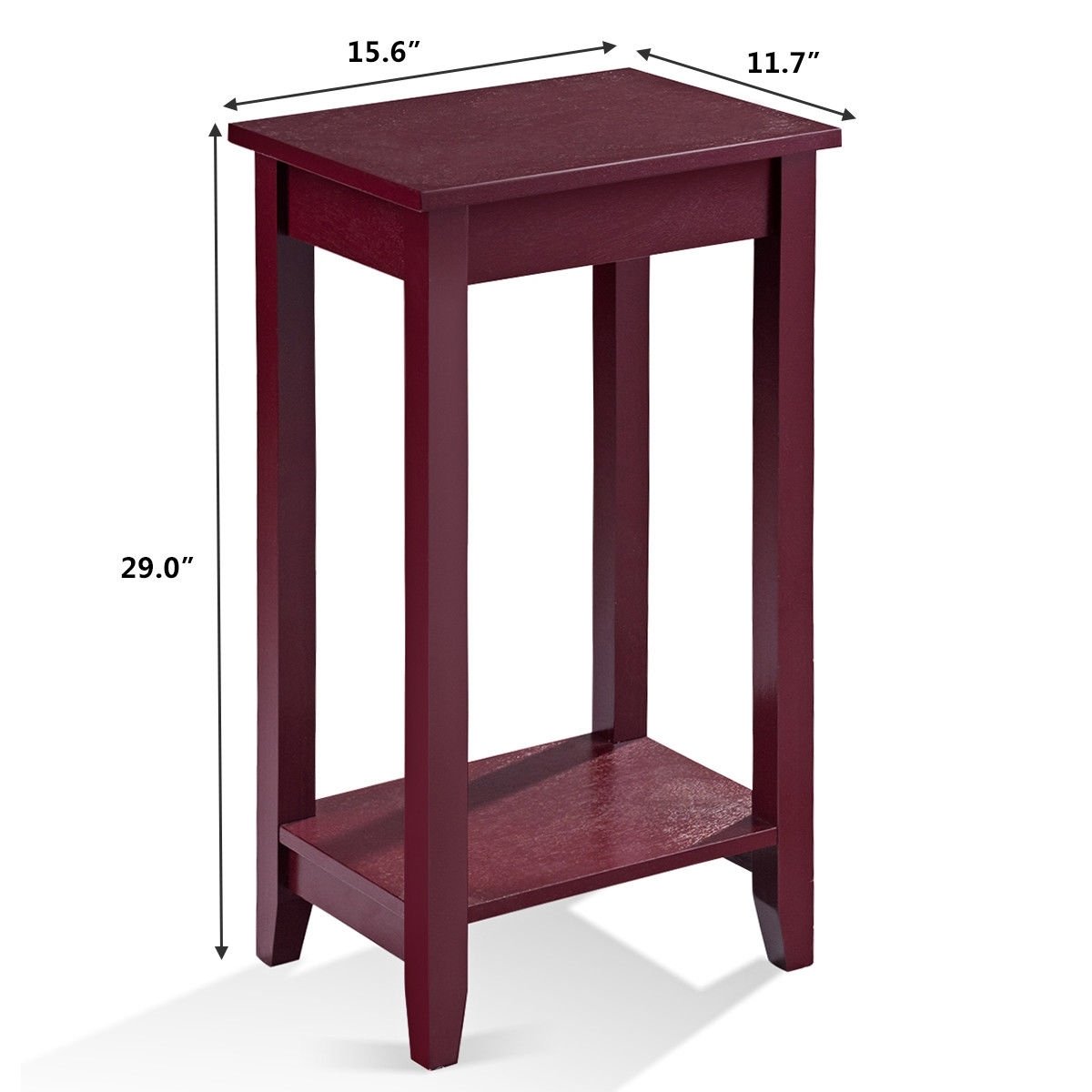 2-Tier Nightstand End Side Wooden Legs Table for Bedroom, Brown Nightstands   at Gallery Canada