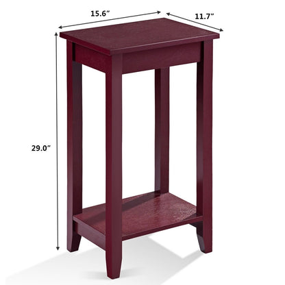 2-Tier Nightstand End Side Wooden Legs Table for Bedroom, Brown Nightstands   at Gallery Canada