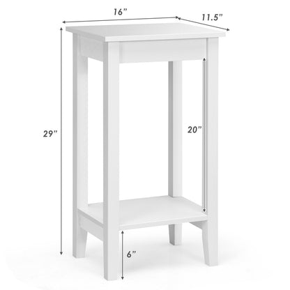 2-Tier Nightstand End Side Wooden Legs Table for Bedroom, White Nightstands   at Gallery Canada