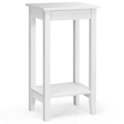 2-Tier Nightstand End Side Wooden Legs Table for Bedroom, White Nightstands   at Gallery Canada