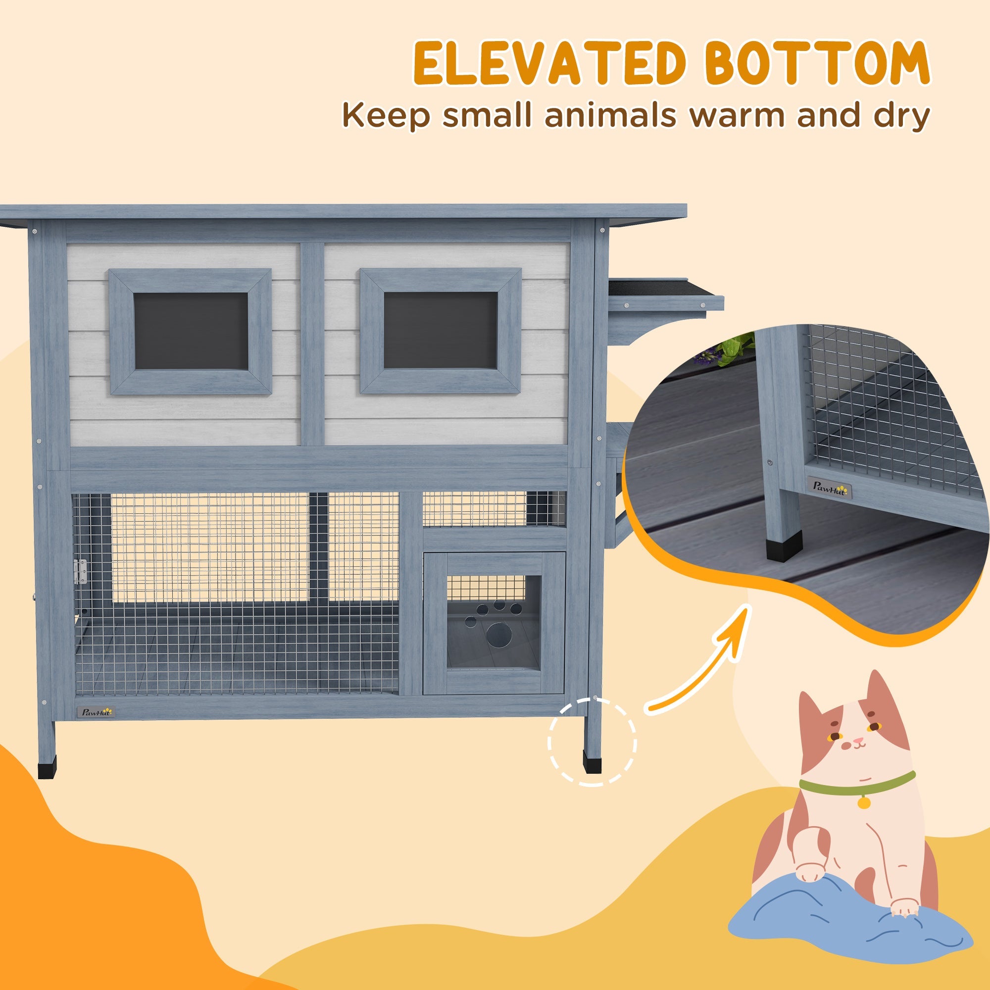 2 Tier Outdoor Cat House with Escape Door, Jump platform, for 1-2 Cats, Light Grey Cat Houses   at Gallery Canada