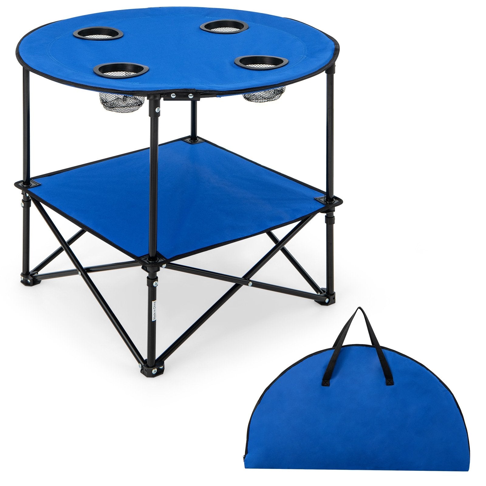 2-Tier Portable Picnic Table with Carrying Bag and 4 Cup Holders, Blue Camping Furniture   at Gallery Canada