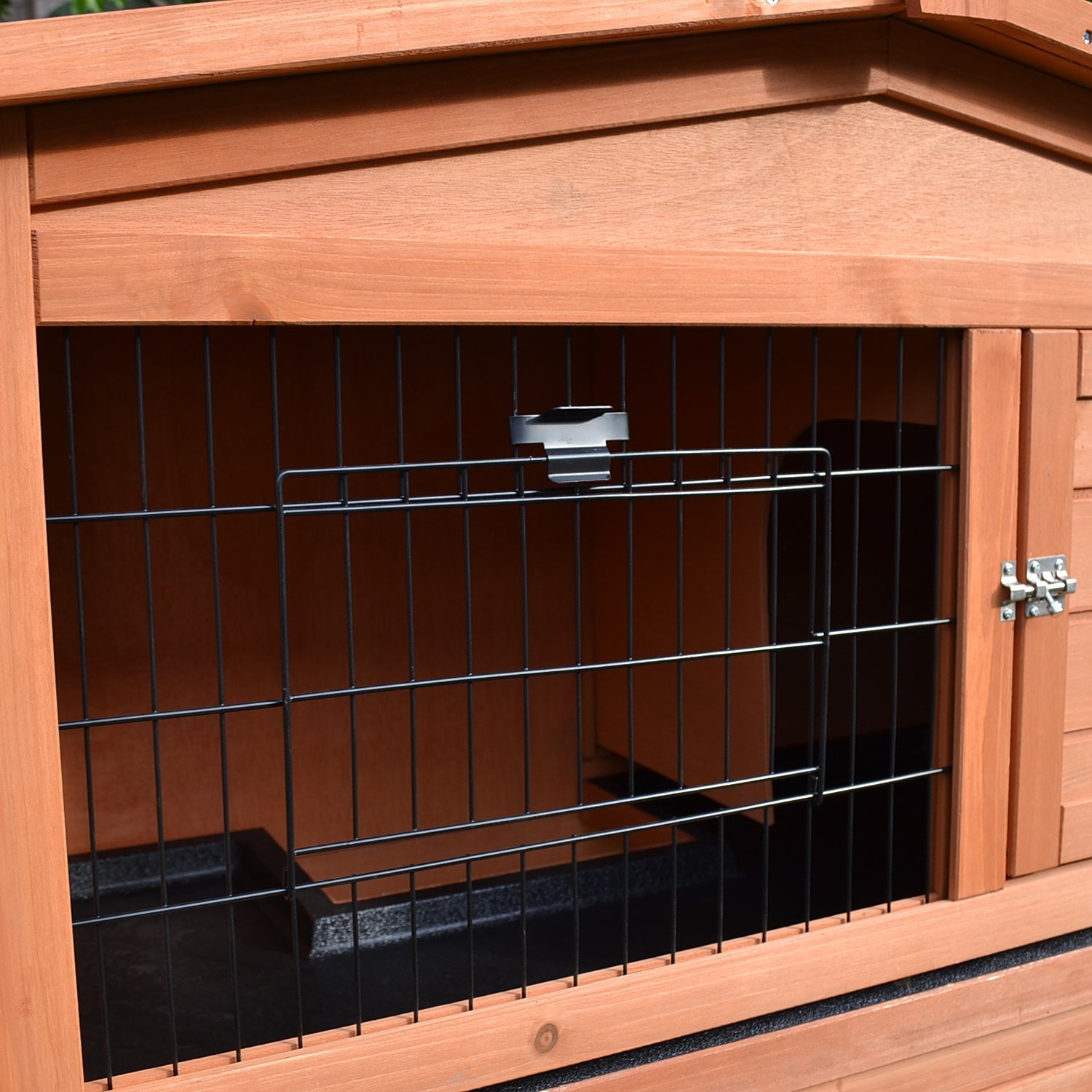 2 Tier Rabbit Hutch Guinea Pig Hutch Ferret Cage with Ramp Slide Out Tray for Indoor Outdoor 39.6