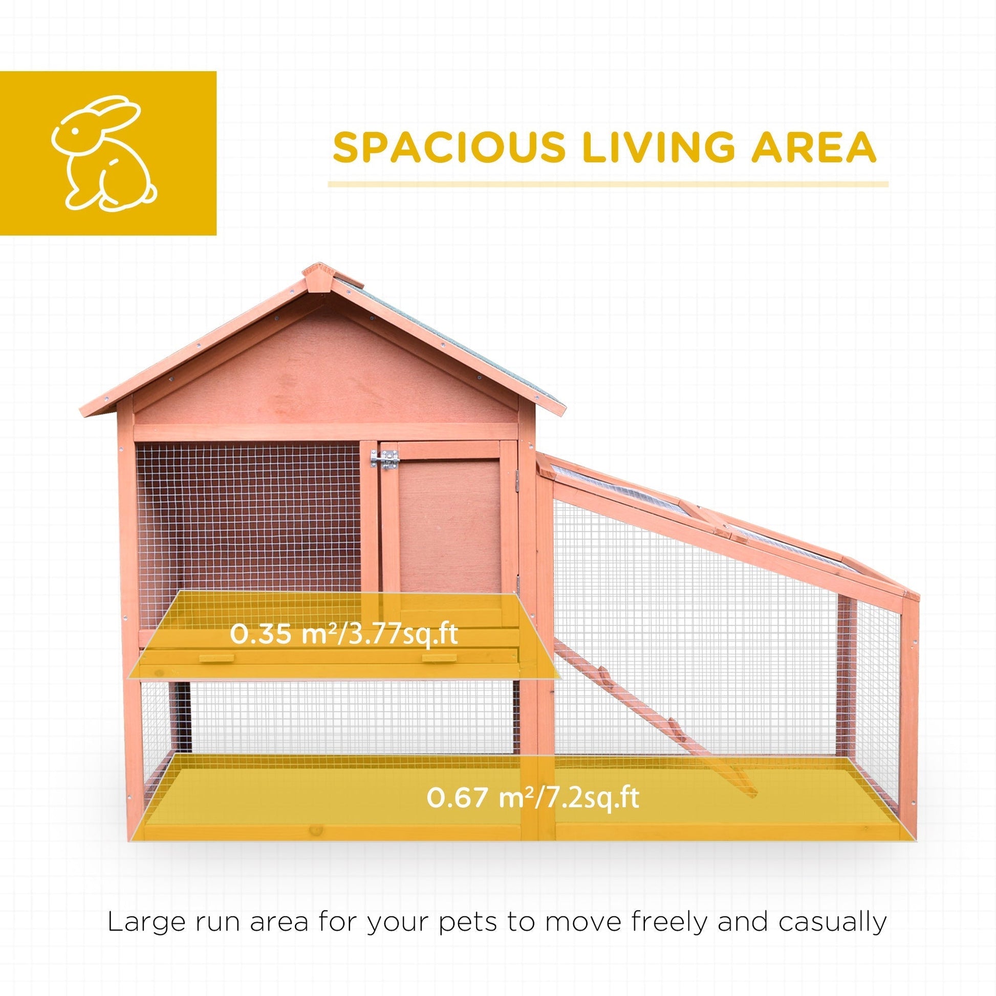 2 Tier Rabbit Hutch Outdoor Bunny House Guinea Pig Cage with Removable Tray, Ramp, Asphalt Roof Rabbit Hutch   at Gallery Canada