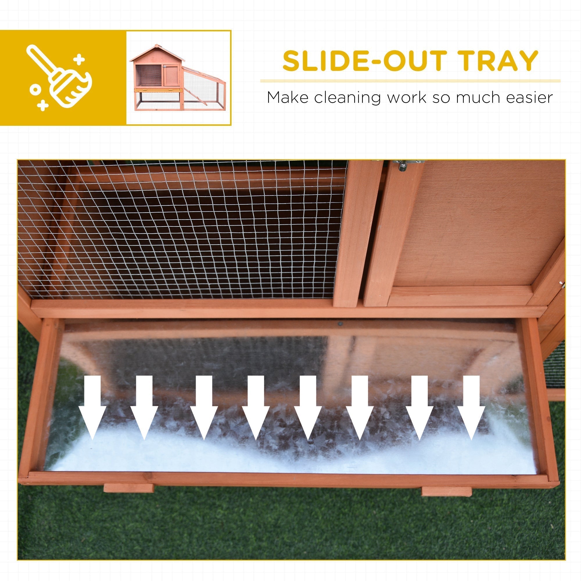 2 Tier Rabbit Hutch Outdoor Bunny House Guinea Pig Cage with Removable Tray, Ramp, Asphalt Roof Rabbit Hutch   at Gallery Canada