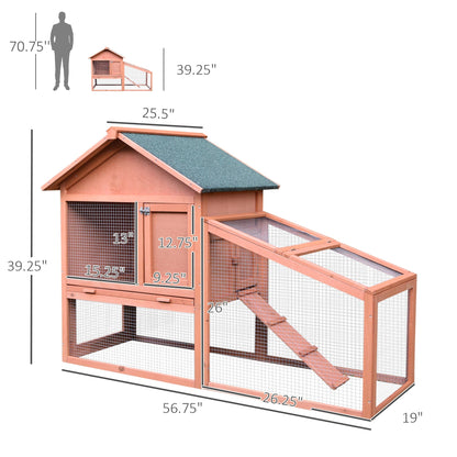 2 Tier Rabbit Hutch Outdoor Bunny House Guinea Pig Cage with Removable Tray, Ramp, Asphalt Roof Rabbit Hutch   at Gallery Canada