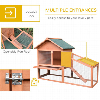 2 Tier Rabbit Hutch Outdoor Bunny House Guinea Pig Cage with Removable Tray, Ramp, Asphalt Roof Rabbit Hutch   at Gallery Canada