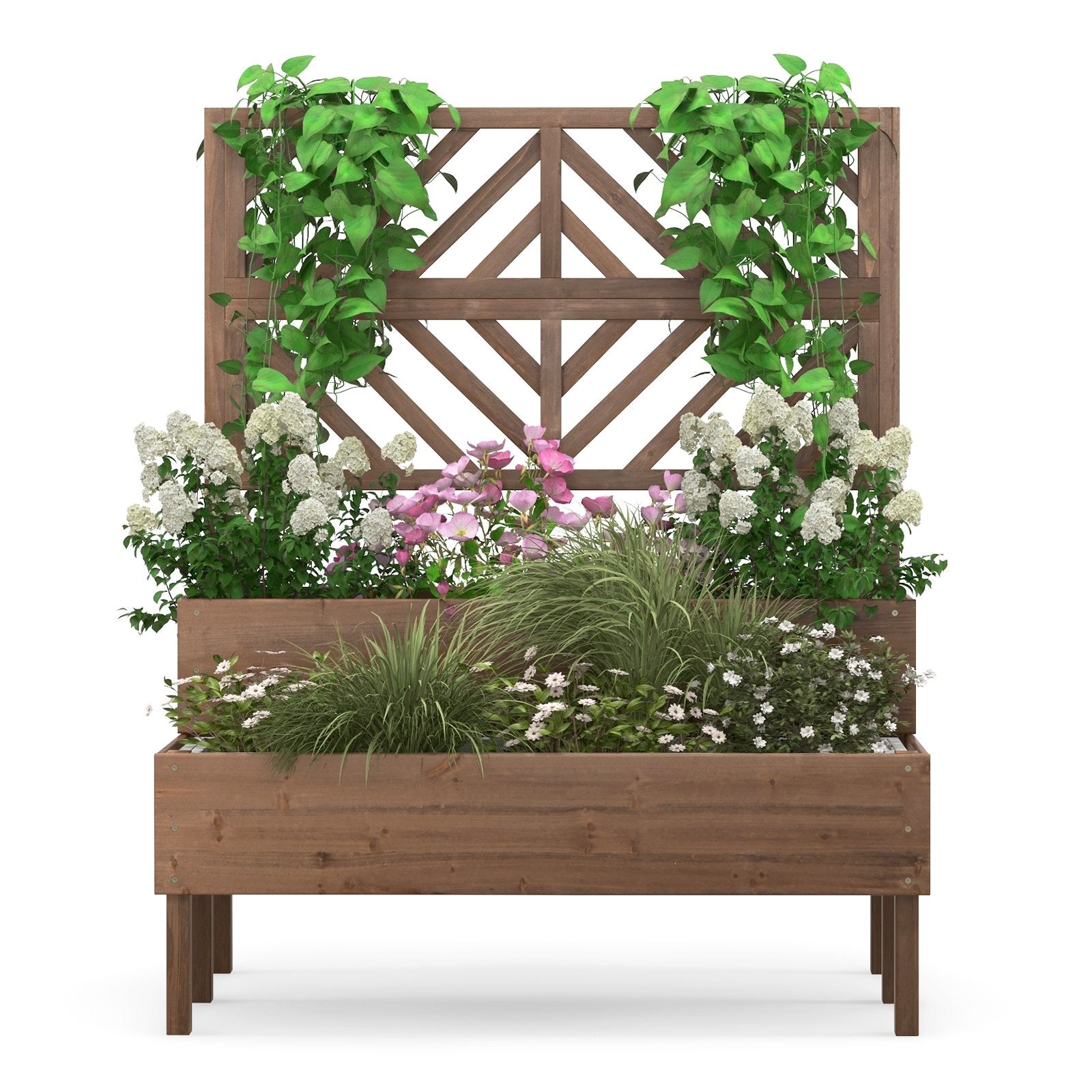 2-Tier Raised Garden Bed with Trellis, Brown Raised Garden Beds   at Gallery Canada