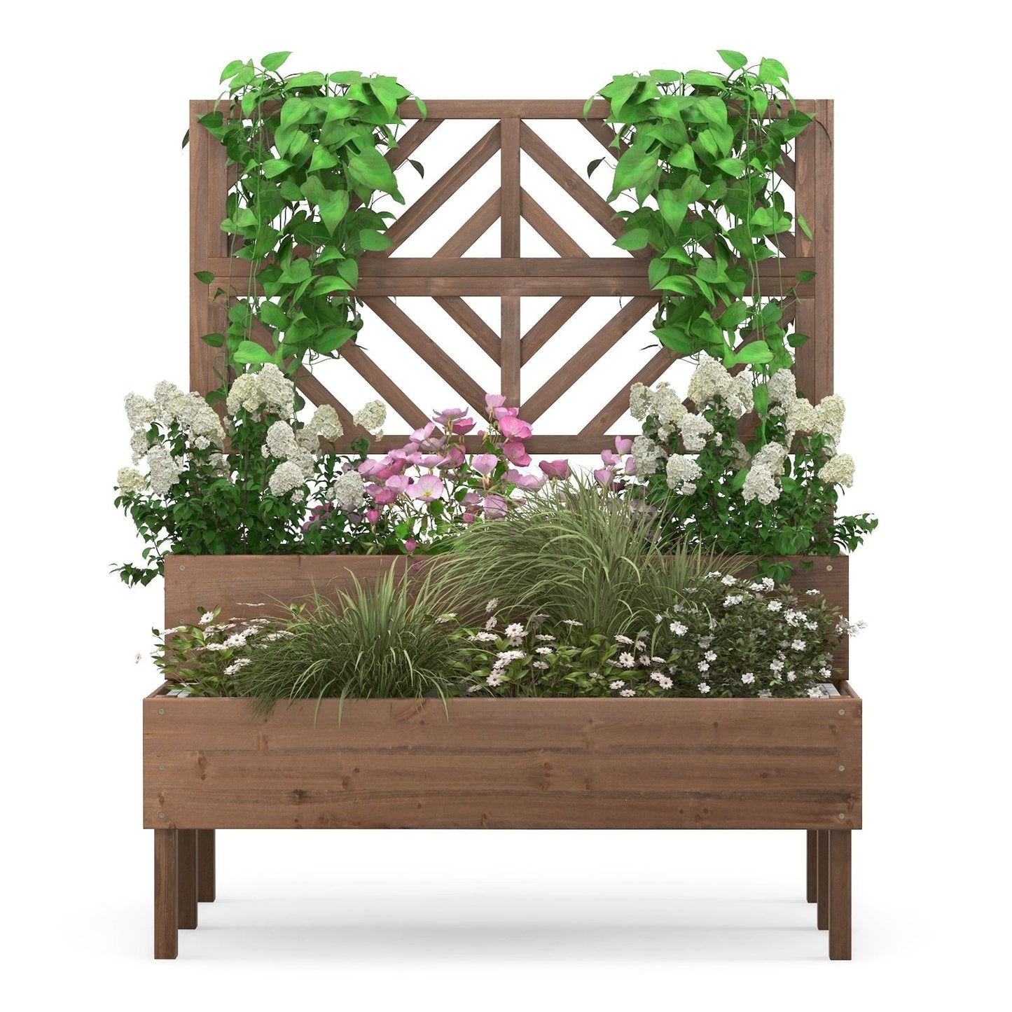 2-Tier Raised Garden Bed with Trellis, Brown Raised Garden Beds   at Gallery Canada