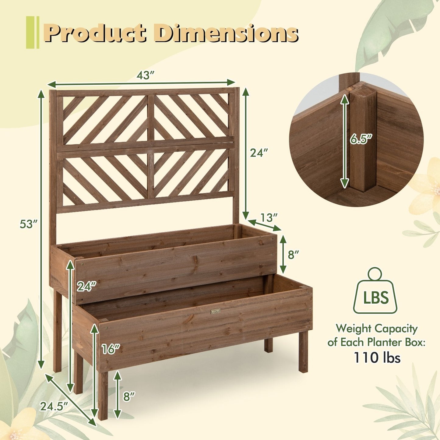 2-Tier Raised Garden Bed with Trellis, Brown Raised Garden Beds   at Gallery Canada