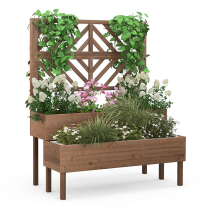 2-Tier Raised Garden Bed with Trellis, Brown Raised Garden Beds   at Gallery Canada