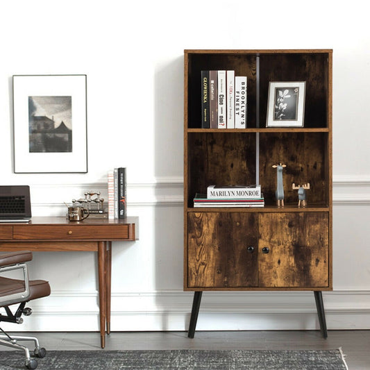 2-Tier Retro Bookcase Bookshelf with 3 Compartment, Brown Bookcases   at Gallery Canada