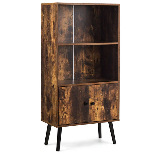 2-Tier Retro Bookcase Bookshelf with 3 Compartment, Brown Bookcases   at Gallery Canada