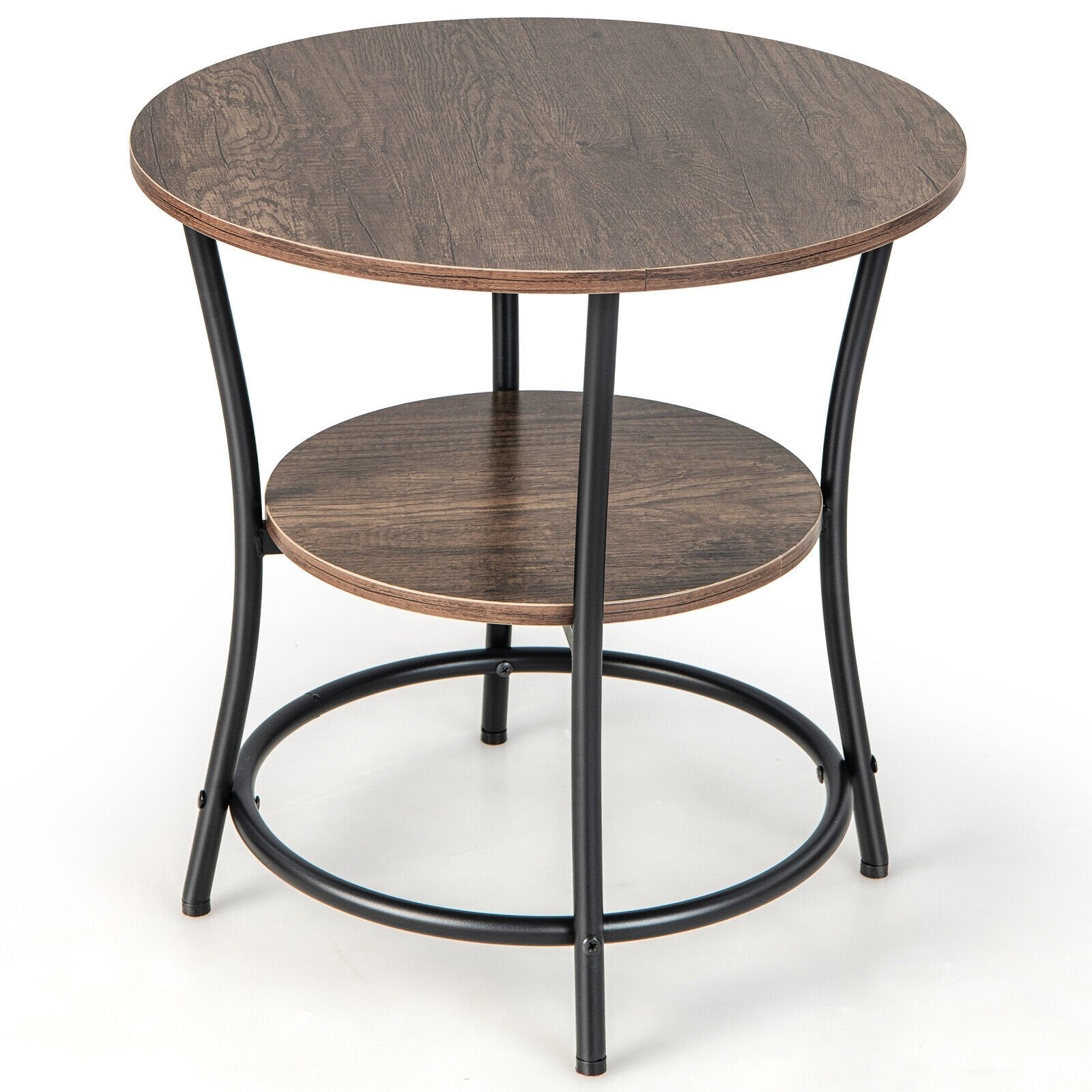 2-Tier Round End Table with Open Storage Shelf and Sturdy Metal Frame, Natural End & Side Tables   at Gallery Canada