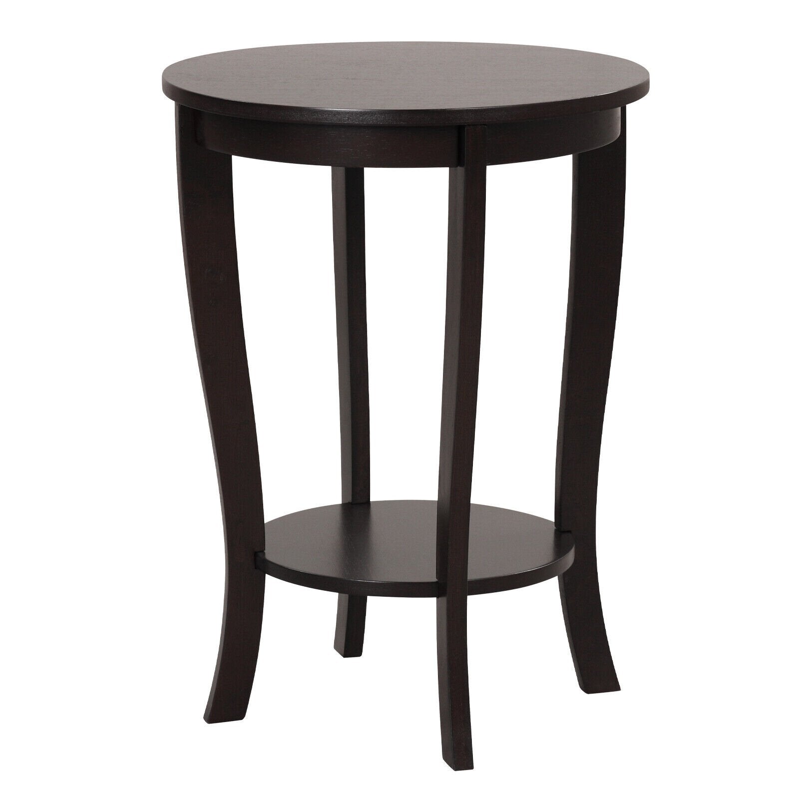 2-tier Round End Table with Solid Wood Legs, Espresso End & Side Tables   at Gallery Canada