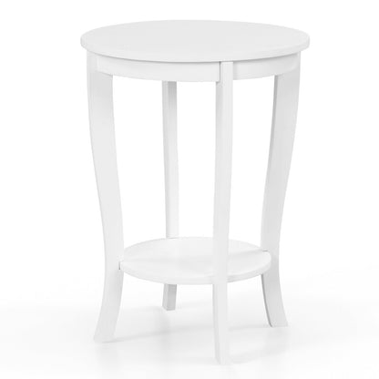 2-tier Round End Table with Solid Wood Legs, White End & Side Tables   at Gallery Canada