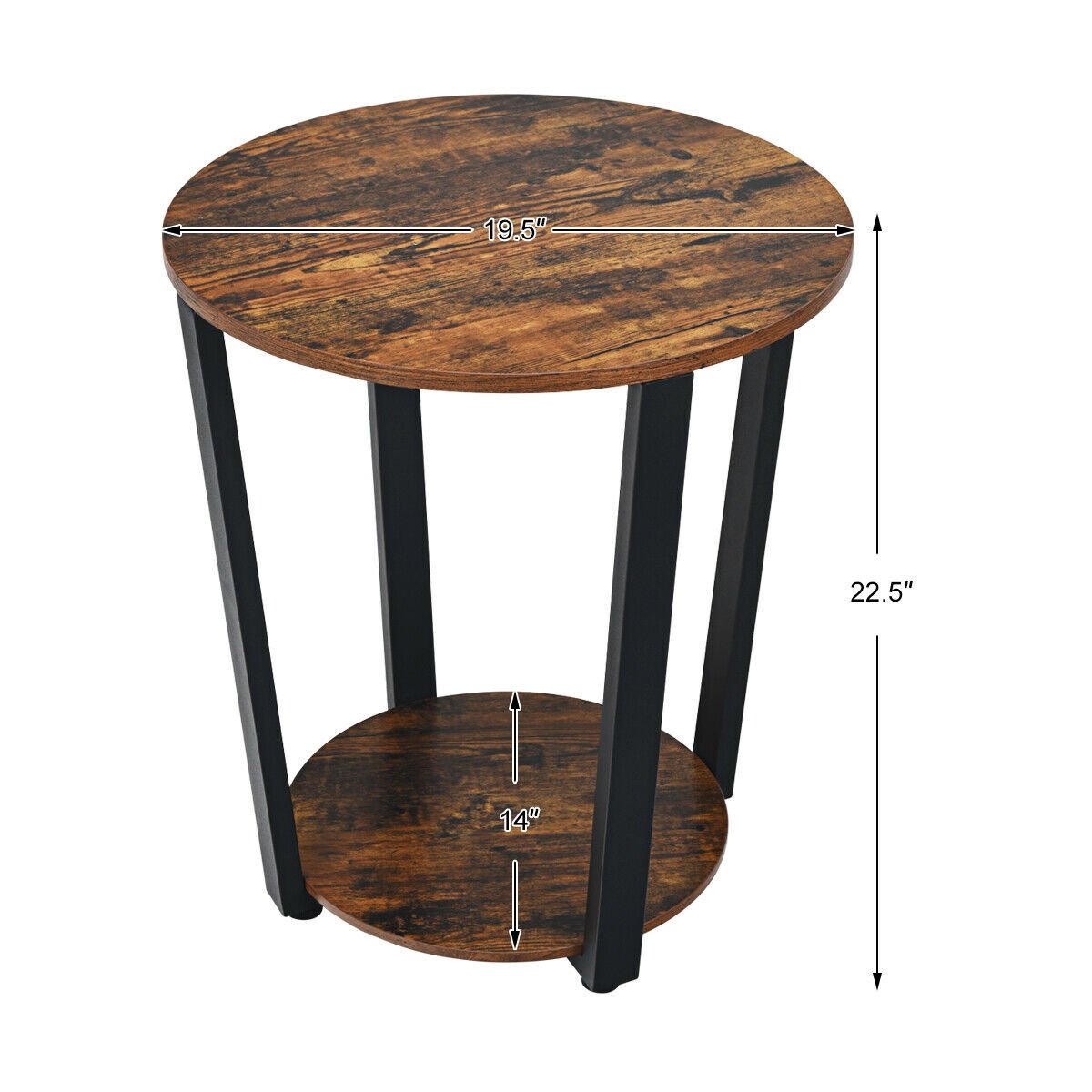 2-Tier Round End Table with Storage Shelf and Metal Frame, Brown End & Side Tables   at Gallery Canada