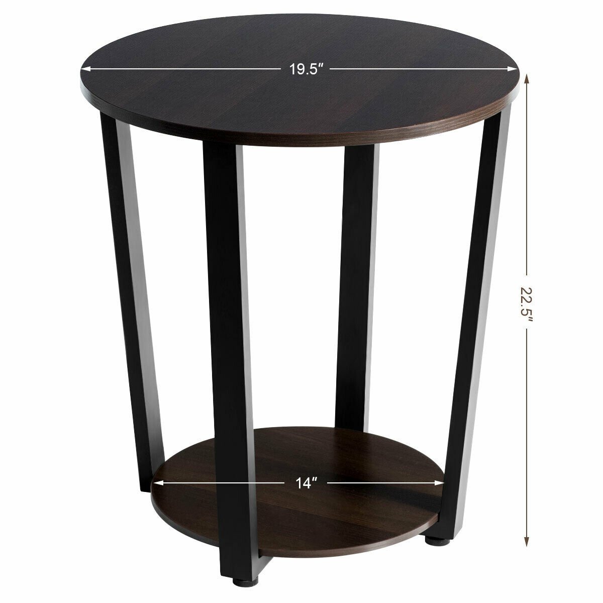 2-Tier Round End Table with Storage Shelf & Metal Frame, Walnut End & Side Tables   at Gallery Canada