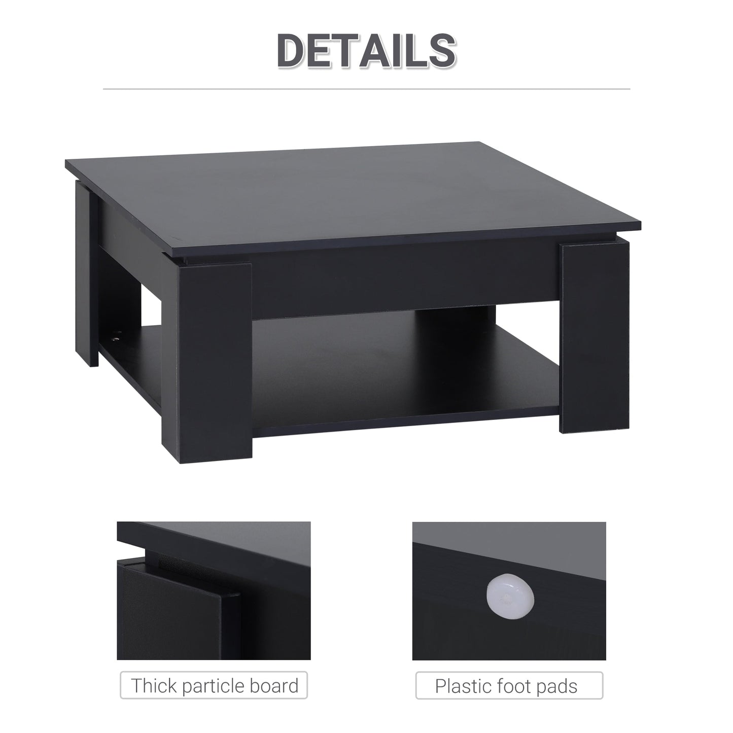 2 Tier Simple Modern Coffee Table Bottom Shelf Living Room Black Coffee Tables   at Gallery Canada