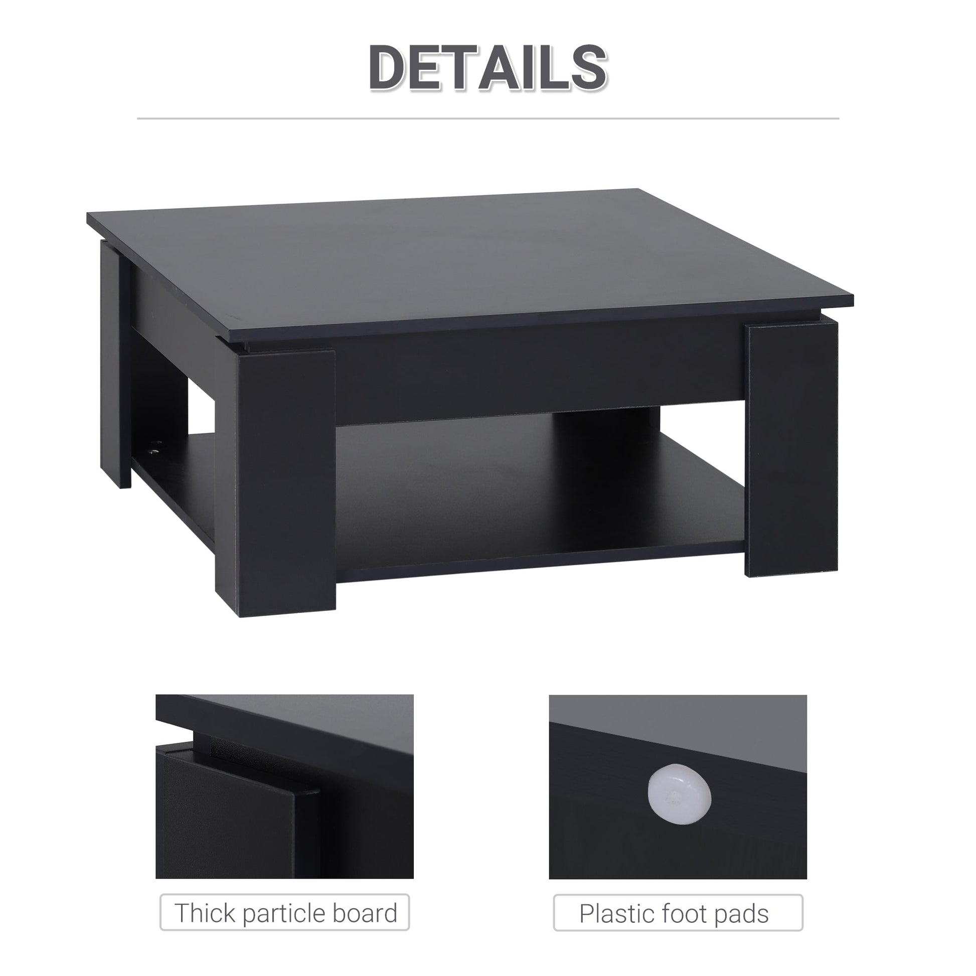 2 Tier Simple Modern Coffee Table Bottom Shelf Living Room Black Coffee Tables   at Gallery Canada