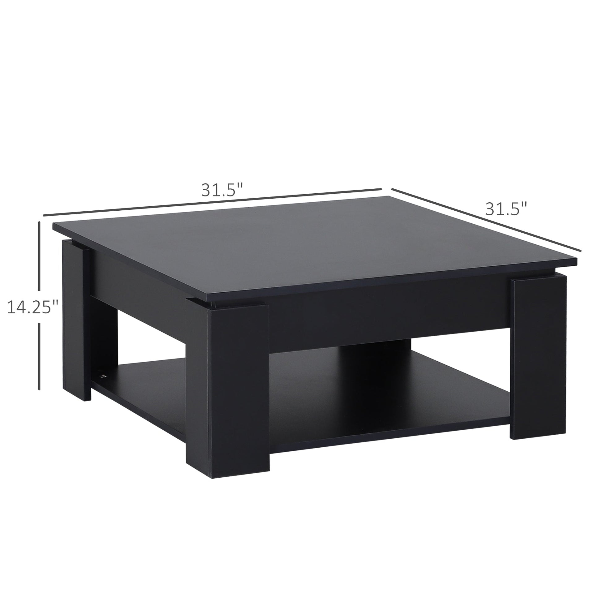 2 Tier Simple Modern Coffee Table Bottom Shelf Living Room Black Coffee Tables   at Gallery Canada