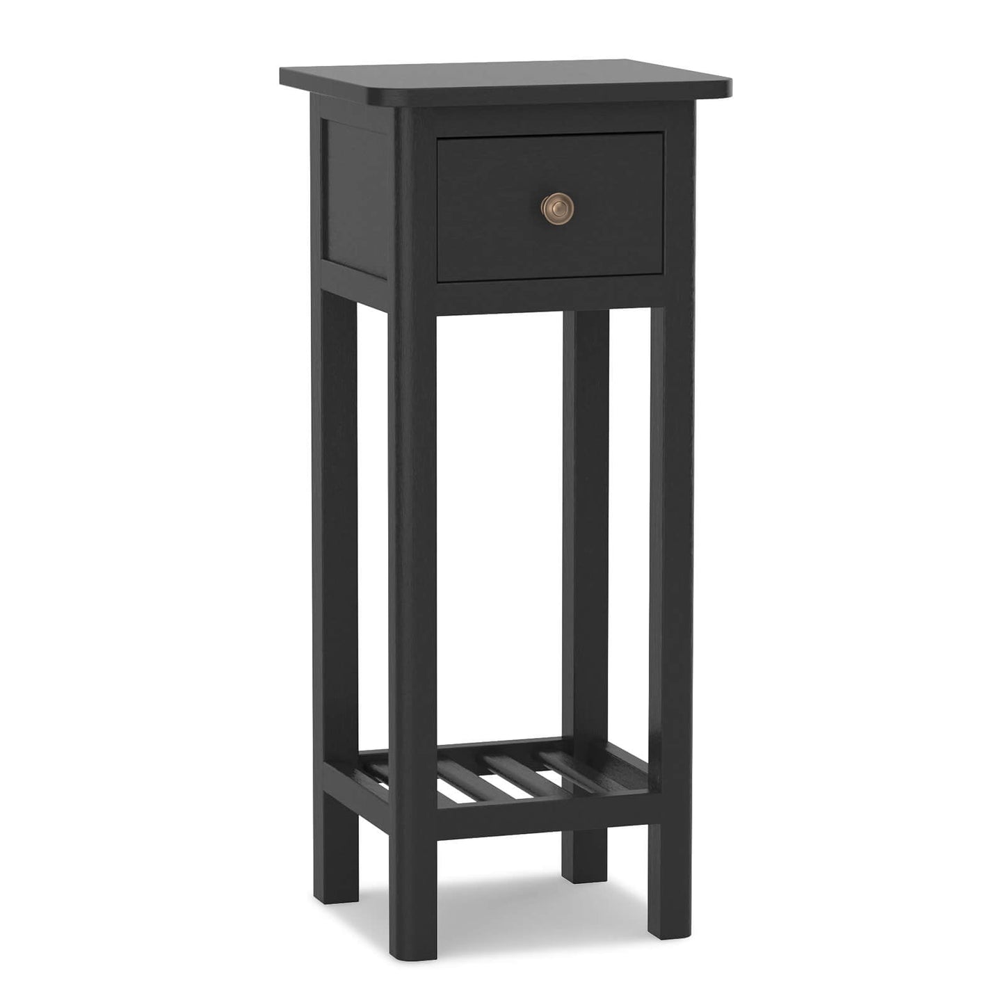 2 Tier Slim Nightstand Bedside Table with Drawer Shelf, Black Nightstands   at Gallery Canada