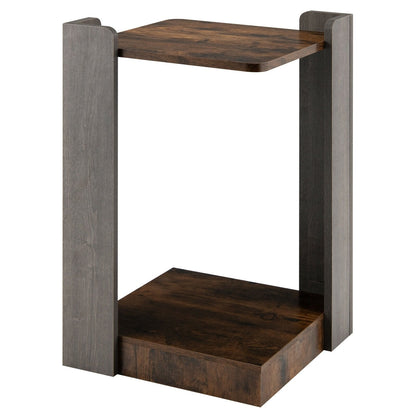 2-Tier Square End Table with Open Storage Shelf for Small Space, Brown End & Side Tables   at Gallery Canada