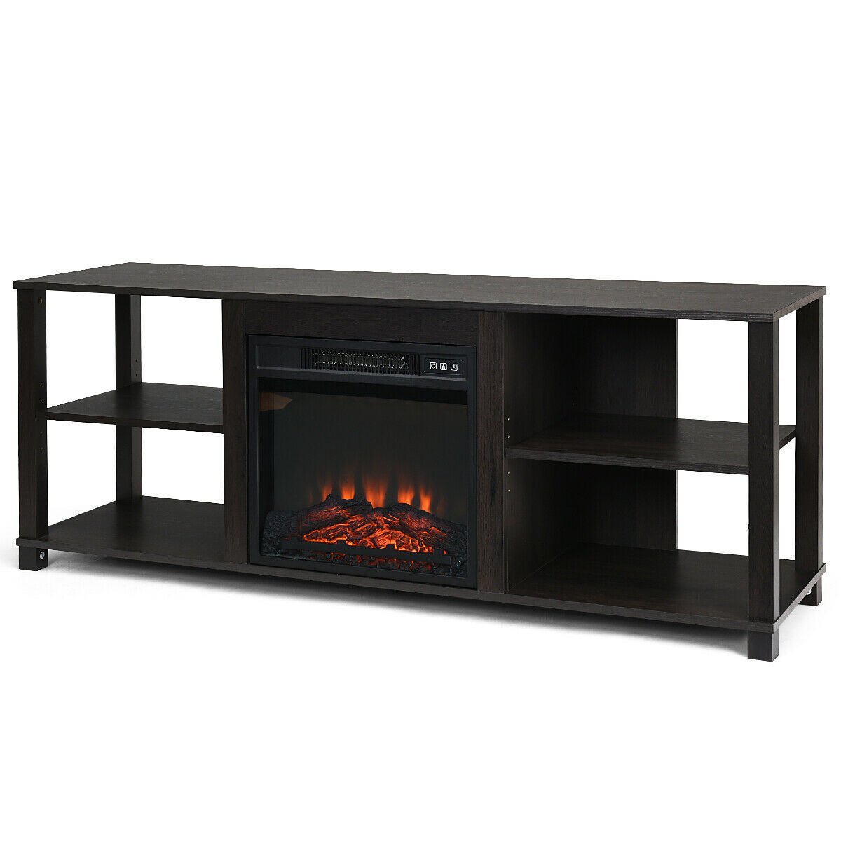 2-Tier TV Storage Cabinet Console with Adjustable Shelves, Black Entertainment Centers & TV Stands   at Gallery Canada