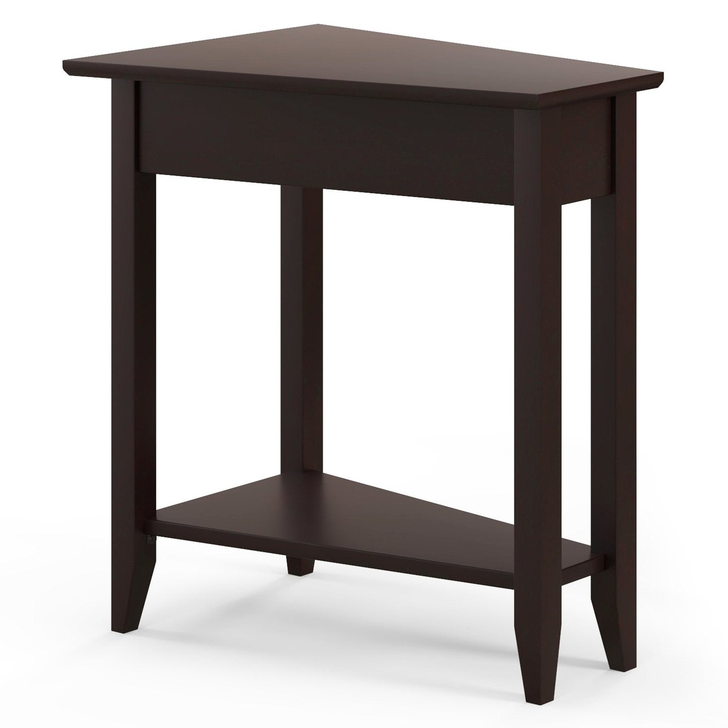 2-Tier Wedge Narrow End Table with Storage Shelf and Solid Wood Legs, Espresso End & Side Tables   at Gallery Canada