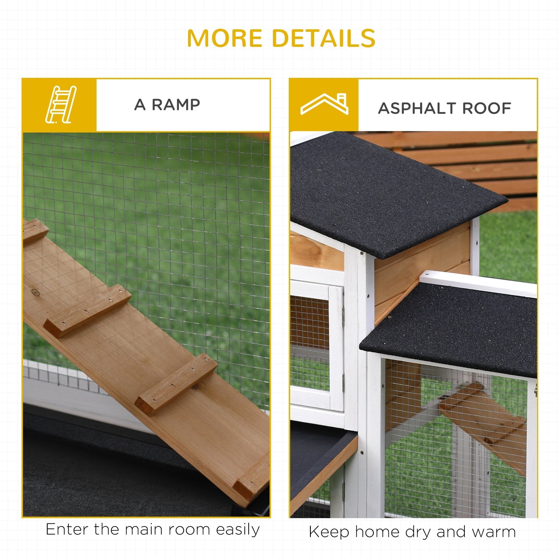 2-tier Wood Rabbit Hutch Backyard Bunny Cage Small Animal House w/ Ramp and Outdoor Run, Yellow Rabbit Hutch   at Gallery Canada