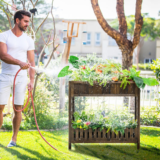 2-Tier Wood Raised Garden Bed for Vegetable and Fruit, Natural Raised Garden Beds   at Gallery Canada