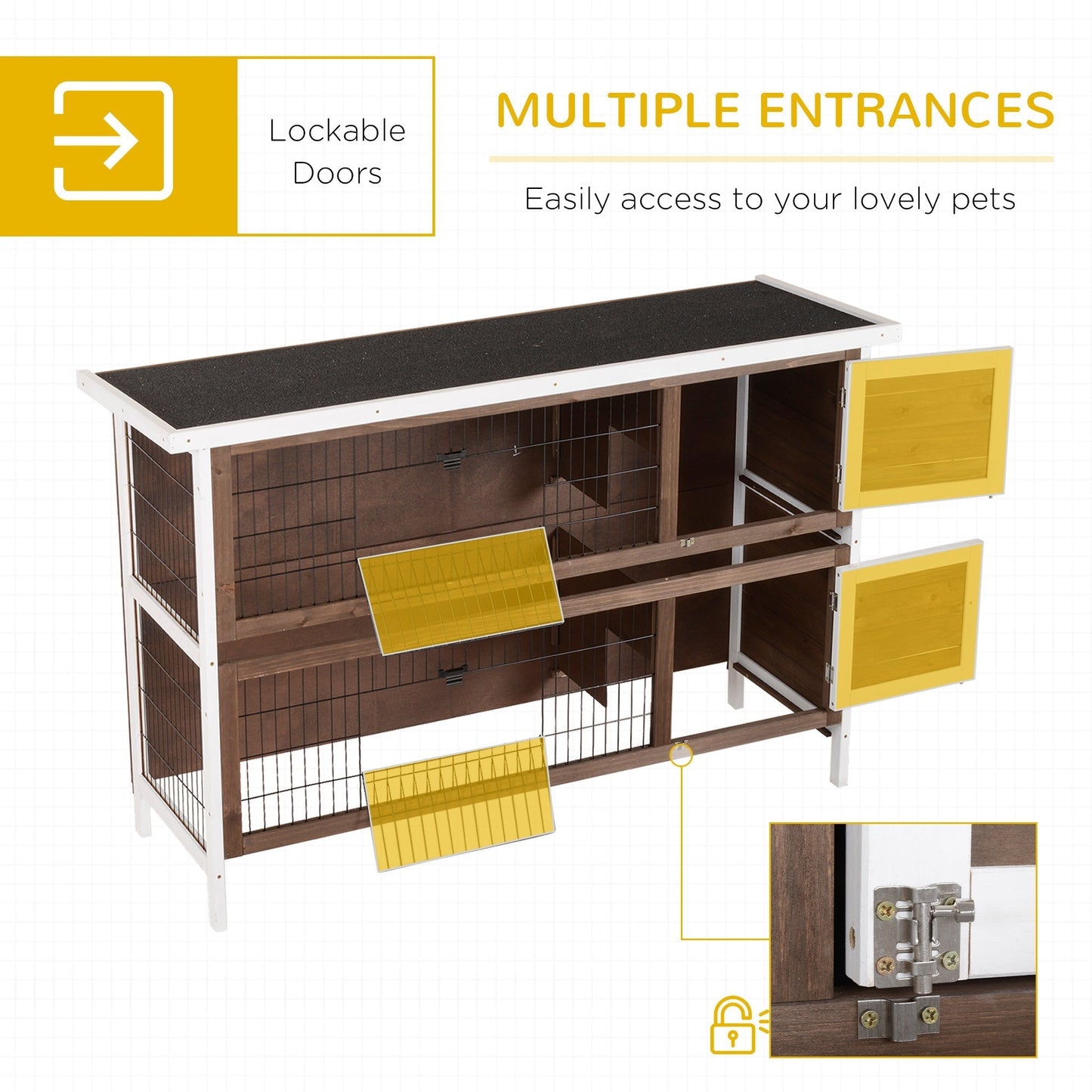 2 Tier Wooden Rabbit Hutch Bunny Pet House Wooden Coop Run, Brown Rabbit Hutch   at Gallery Canada