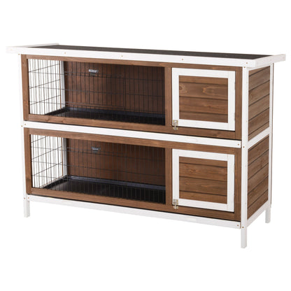 2 Tier Wooden Rabbit Hutch Bunny Pet House Wooden Coop Run, Brown Rabbit Hutch Multi Colour  at Gallery Canada