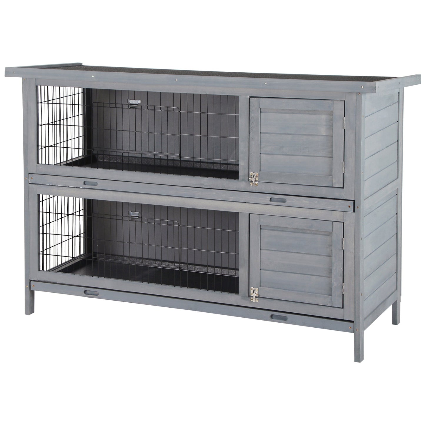 2 Tier Wooden Rabbit Hutch Bunny Pet House Wooden Coop Run, Grey Rabbit Hutch Grey  at Gallery Canada