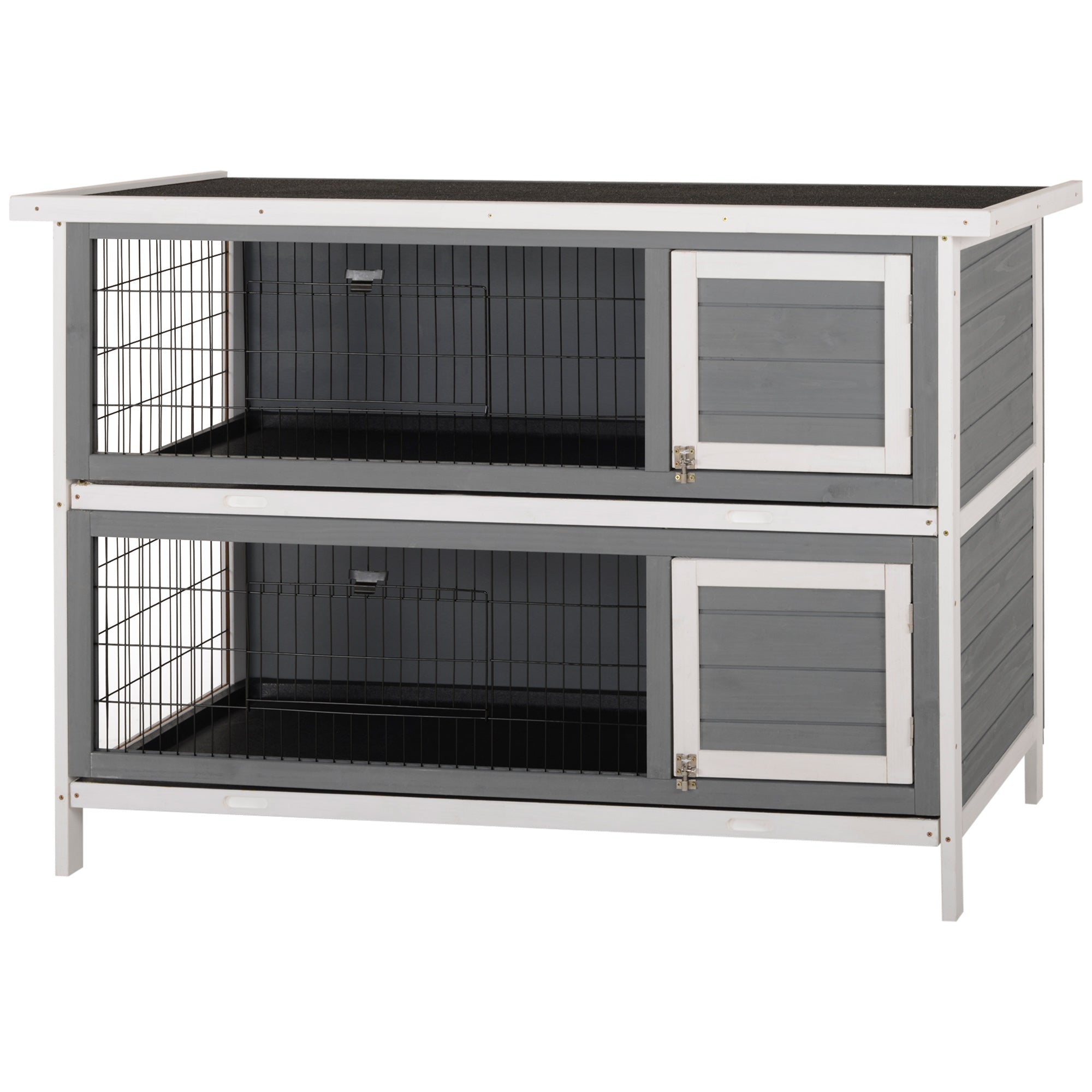 2 Tier Wooden Rabbit Hutch Bunny Pet House Wooden Coop Run, Grey Rabbit Hutch Multi Colour  at Gallery Canada