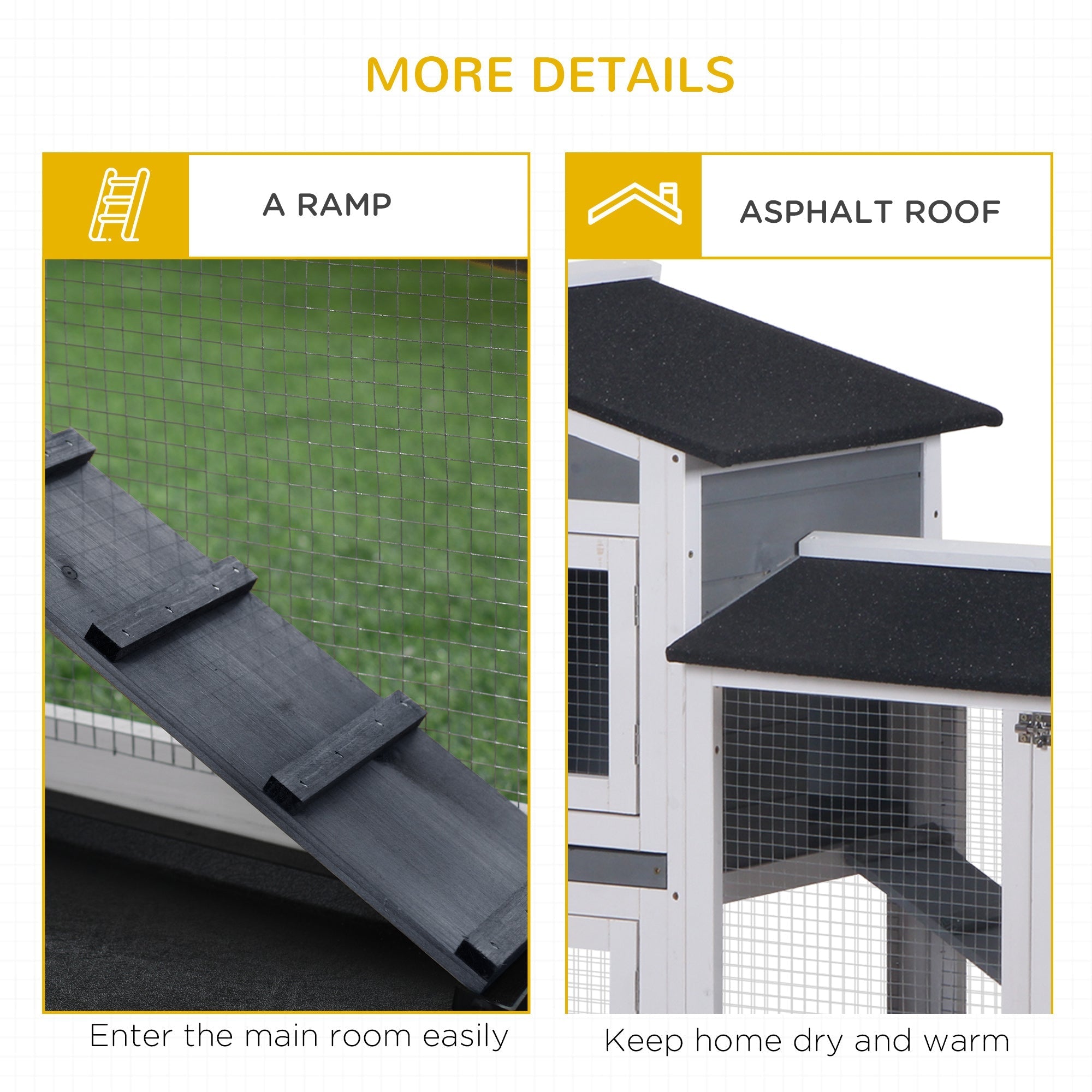 2-tier Wooden Rabbit Hutch w/ Ramp and Outdoor Run, Grey Rabbit Hutch   at Gallery Canada