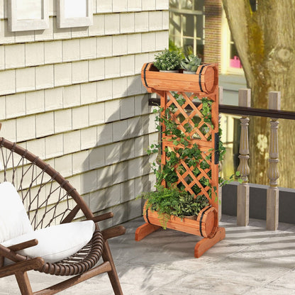 2-Tier Wooden Raised Garden Bed with Trellis, Orange Raised Garden Beds   at Gallery Canada