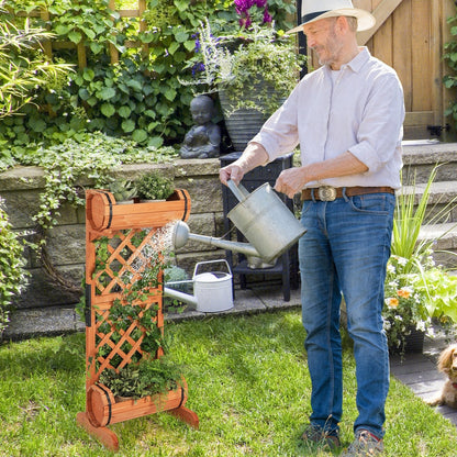 2-Tier Wooden Raised Garden Bed with Trellis, Orange Raised Garden Beds   at Gallery Canada