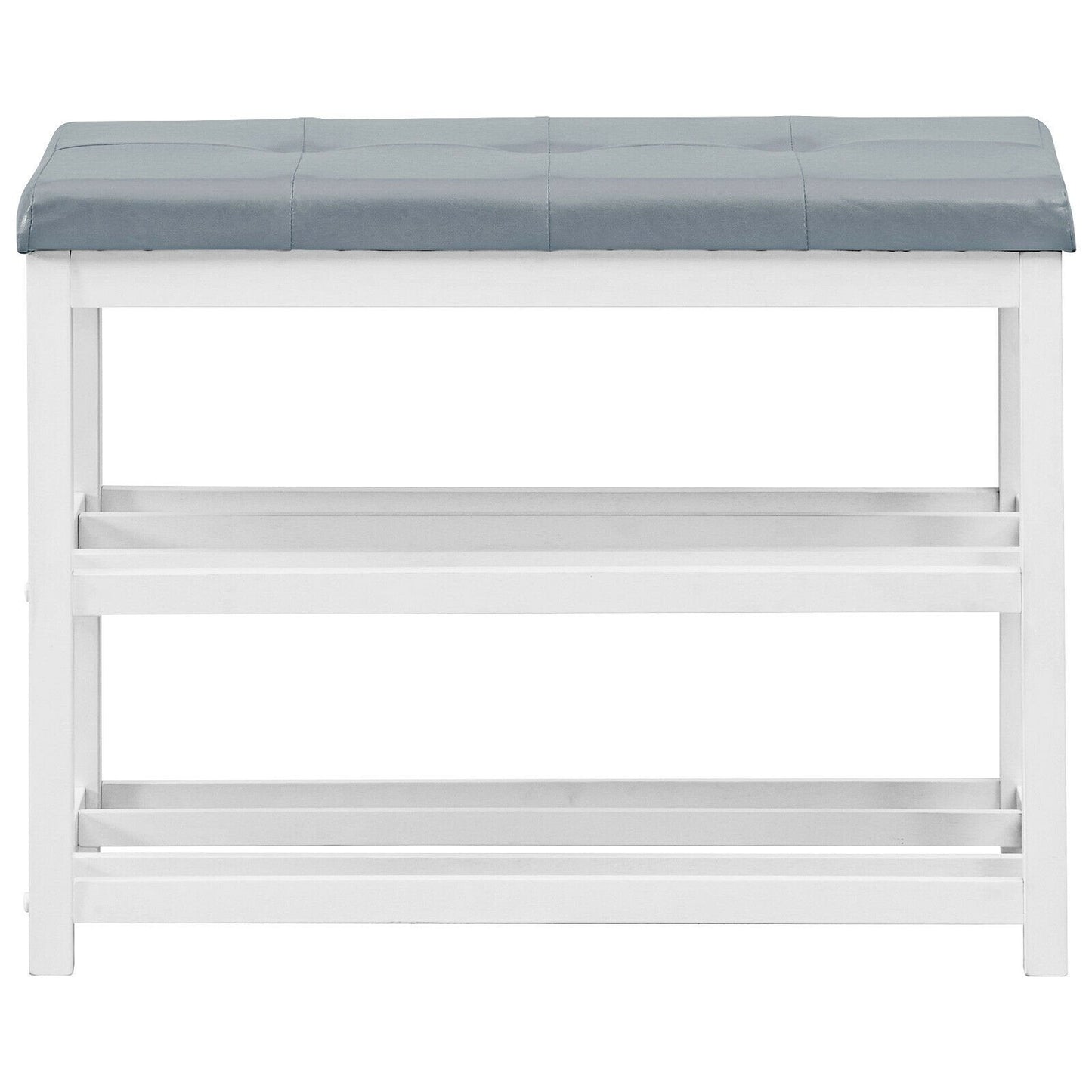 2-Tier Wooden Shoe Rack Bench with Padded Seat, White Shoe Racks & Storage Benches   at Gallery Canada